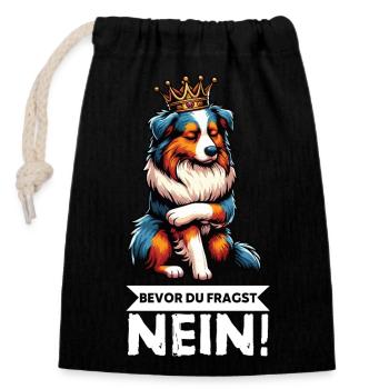 Before you ask: Australian Shepherd Aussie Aussie - Closable cotton gift bag (14x20cm) - black - Front