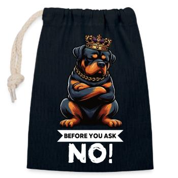 Avant que vous ne demandiez, pas de rottweiler rottweilerbesitzer - Sac cadeau en coton avec cordon (14 x 20 cm) - bleu marine - Devant