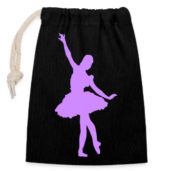 Ballerina Silhouette - Verschließbarer Geschenkbeutel aus Baumwolle (14x20cm) - Schwarz - Vorne
