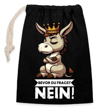 Before you ask No Donkey Donkey Donkey Donkey Holder - Closable cotton gift bag (14x20cm) - black - Front
