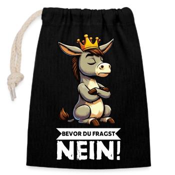 Before you ask No Donkey Donkey Donkey Donkey Holder - Closable cotton gift bag (14x20cm) - black - Front