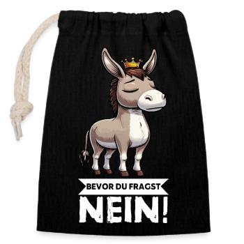 Before you ask No Donkey Donkey Donkey Donkey Holder - Closable cotton gift bag (14x20cm) - black - Front