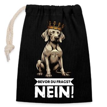 Avant que vous ne demandiez : pas de propriétaire de Weimaraner Weimaraner - Sac cadeau en coton avec cordon (14 x 20 cm) - noir - Devant