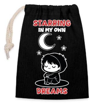 Chibi Night "Starring In My Own Dreams" - Closable cotton gift bag (14x20cm) - black - Front