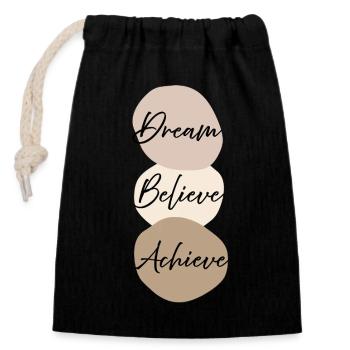 Dream Believe Achieve Bohemi Aesthetic Minimal Tee - Sac cadeau en coton avec cordon (14 x 20 cm) - noir - Devant
