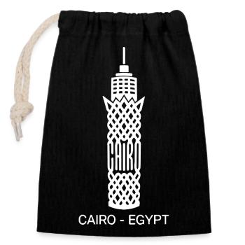 Cairo, Egypt Al Qahirah Tour Tourists Egyptians - Closable cotton gift bag (14x20cm) - black - Front
