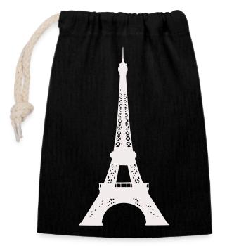 Eiffel Tower Silhouette Print - Closable cotton gift bag (14x20cm) - black - Front