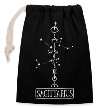 Sagittaire - Signe du zodiaque Sagittaire - Sac cadeau en coton avec cordon (14 x 20 cm) - noir - Devant