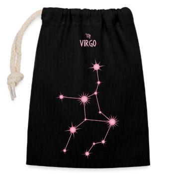 Virgo Zodiac Sign Star Constellation Pastel Pink - Closable cotton gift bag (14x20cm) - black - Front