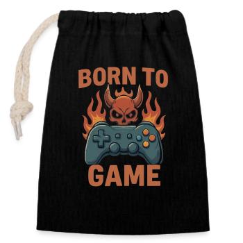 Born to Game – Fire Skull Controller - Verschließbarer Geschenkbeutel aus Baumwolle (14x20cm) - Schwarz - Vorne