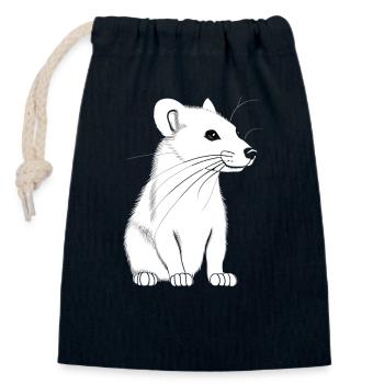 Verspieltes Frettchen - Verschließbarer Geschenkbeutel aus Baumwolle (14x20cm) - Navy - Vorne
