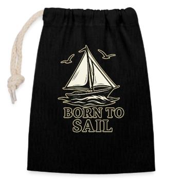 Born to Sail – Voilier d’aventure design vintage - Sac cadeau en coton avec cordon (14 x 20 cm) - noir - Devant