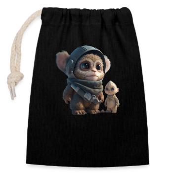 Chinchilla - Closable cotton gift bag (14x20cm) - black - Front