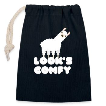 Sweet llama | Looks Comfy Design | Sweet gift - Closable cotton gift bag (14x20cm) - navy - Front