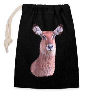 Waterbuck - Antilope - Faune en Afrique - Sac cadeau en coton avec cordon (14 x 20 cm) - noir - Devant