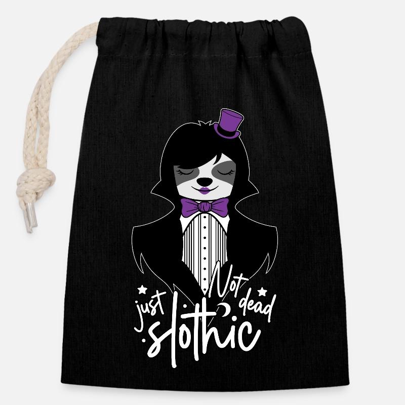 NOT DEAD JUST SLOTHIC - FAULTIER GOTH SLOTH GOTHIC - Verschließbarer Geschenkbeutel aus Baumwolle (14x20cm) - Schwarz