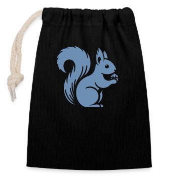 Silhouette d’écureuil minimaliste avec écrou - Sac cadeau en coton avec cordon (14 x 20 cm) - noir - Devant