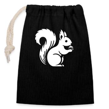 Silhouette d’écureuil minimaliste avec écrou - Sac cadeau en coton avec cordon (14 x 20 cm) - noir - Devant