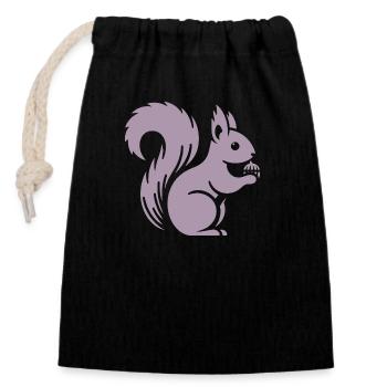 Silhouette d’écureuil minimaliste avec écrou - Sac cadeau en coton avec cordon (14 x 20 cm) - noir - Devant