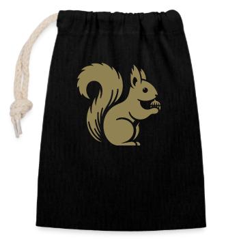Silhouette d’écureuil minimaliste avec écrou - Sac cadeau en coton avec cordon (14 x 20 cm) - noir - Devant