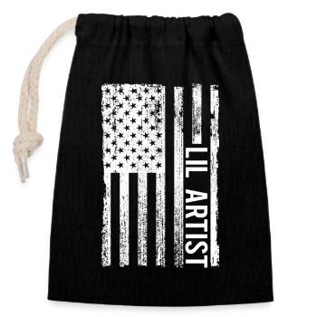 Funny Art Painter Lil Artist Drawing Artist - Closable cotton gift bag (14x20cm) - black - Front