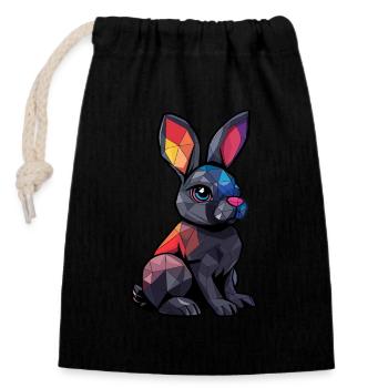 The Noble Rabbit Kevin - Closable cotton gift bag (14x20cm) - black - Front