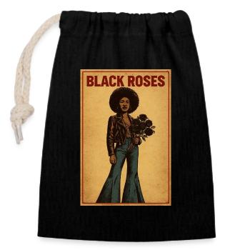 Black Roses Afro Vintage-Poster - Verschließbarer Geschenkbeutel aus Baumwolle (14x20cm) - Schwarz - Vorne