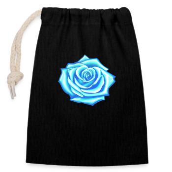 Blaue Rose - Verschließbarer Geschenkbeutel aus Baumwolle (14x20cm) - Schwarz - Vorne