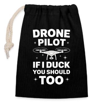 Drones Pilot Quadcopter Drone - Closable cotton gift bag (14x20cm) - black - Front