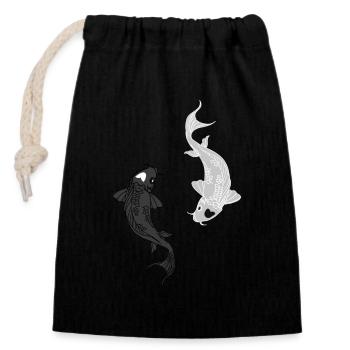 Koi Fish - Closable cotton gift bag (14x20cm) - black - Front