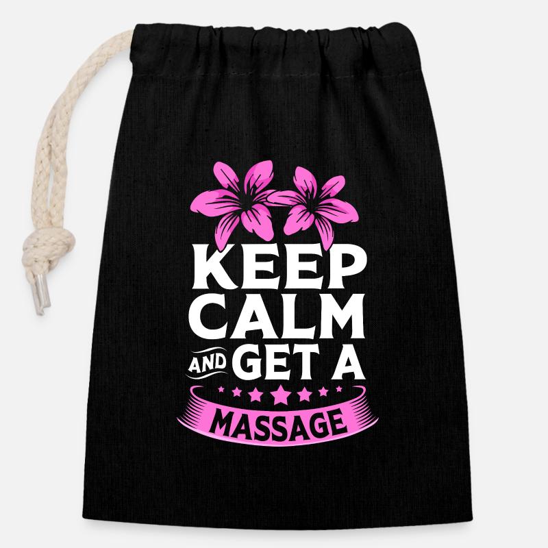 Massage - Verschließbarer Geschenkbeutel aus Baumwolle (14x20cm) - Schwarz