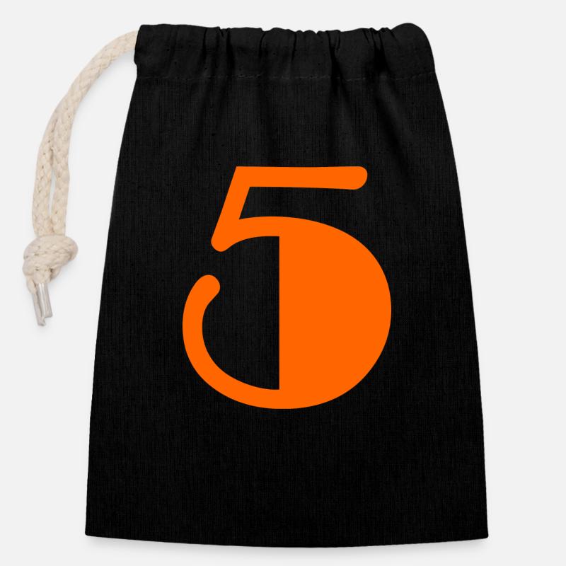 5. 5 YEARS. 5TH ANNIVERSARY. BIRTHDAY 5 YEARS - Closable cotton gift bag (14x20cm) - black
