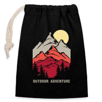Randonnée Trekking Aventure Randonnée en plein air Trail Montagnes - Sac cadeau en coton avec cordon (14 x 20 cm) - noir - Devant