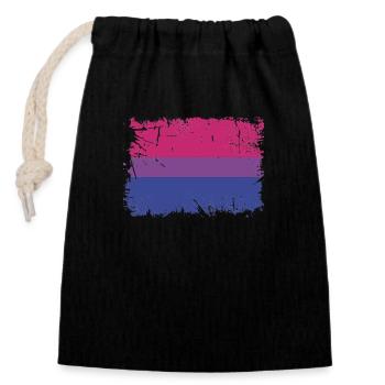 Bisexual Pride Flag - Closable cotton gift bag (14x20cm) - black - Front
