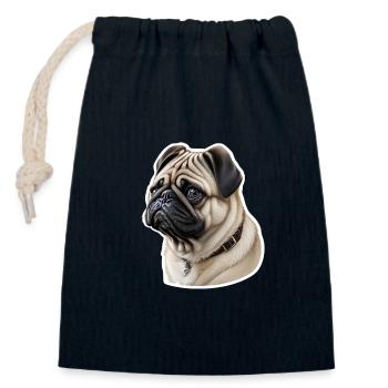 Pug - Closable cotton gift bag (14x20cm) - navy - Front