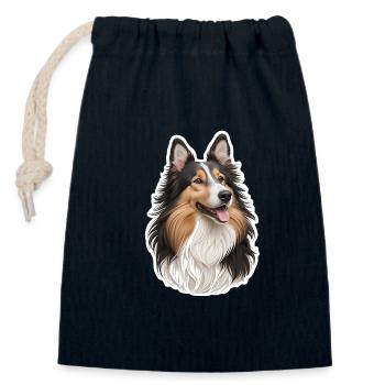 Collie - Closable cotton gift bag (14x20cm) - navy - Front