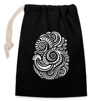 Expressive Maori Tattoo Art - Wave Pattern - Closable cotton gift bag (14x20cm) - black - Front