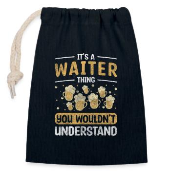 Kellner Gastronomie Beruf Service Fachkraft - Verschließbarer Geschenkbeutel aus Baumwolle (14x20cm) - Navy - Vorne
