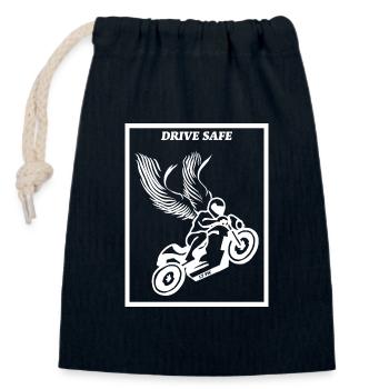 fahr vorsichtig - Verschließbarer Geschenkbeutel aus Baumwolle (14x20cm) - Navy - Vorne