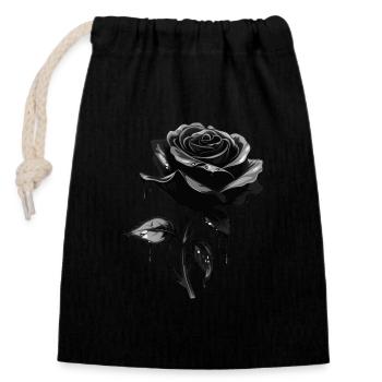 Schwarze Rose Goth Gothic - Verschließbarer Geschenkbeutel aus Baumwolle (14x20cm) - Schwarz - Vorne