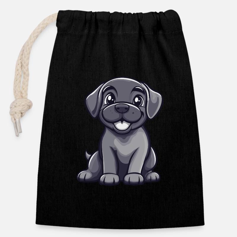 Mastiff Hund Niedlich - Verschließbarer Geschenkbeutel aus Baumwolle (14x20cm) - Schwarz