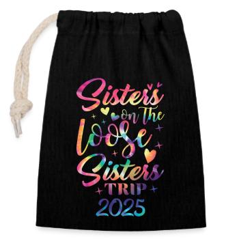 Sisters on the Run Sisters' Trip 2025 - Closable cotton gift bag (14x20cm) - black - Front