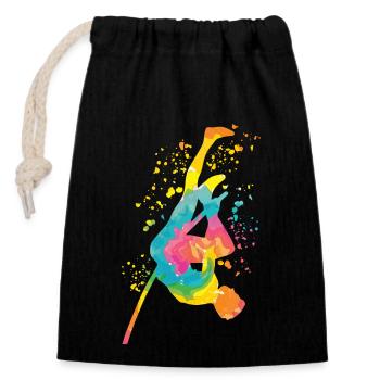 Pole Vaulter Kids Pole Vault - Closable cotton gift bag (14x20cm) - black - Front
