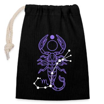 Scorpio - Closable cotton gift bag (14x20cm) - black - Front