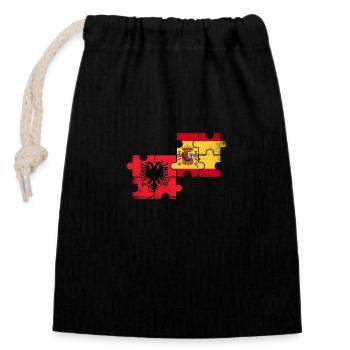 Albania Spain Vintage Flag Spanish Albanians - Closable cotton gift bag (14x20cm) - black - Front