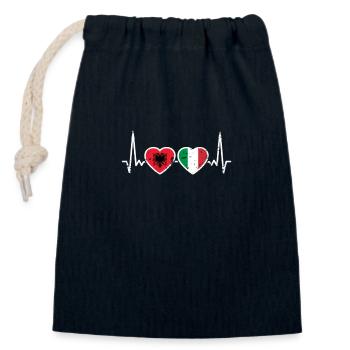 Albanien Italien Vintage Herzschlag Flagge Albaner - Verschließbarer Geschenkbeutel aus Baumwolle (14x20cm) - Navy - Vorne