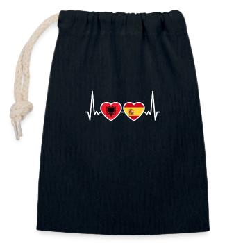 Albanien Spanien Herzschlag Flagge Albaner - Verschließbarer Geschenkbeutel aus Baumwolle (14x20cm) - Navy - Vorne