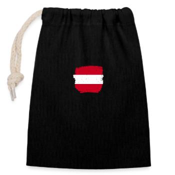 Autriche Drapeau autrichien Autrichien - Sac cadeau en coton avec cordon (14 x 20 cm) - noir - Devant