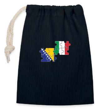 Bosnia Italy Flag Italian Bosnians - Closable cotton gift bag (14x20cm) - navy - Front