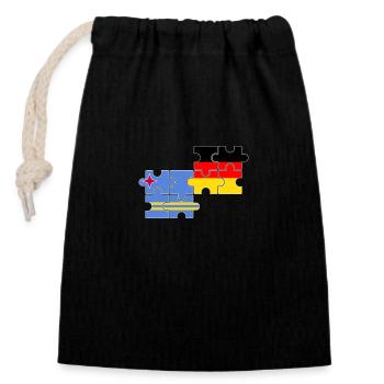 Aruba Deutschland Flagge Deutsch Arubaner - Verschließbarer Geschenkbeutel aus Baumwolle (14x20cm) - Schwarz - Vorne